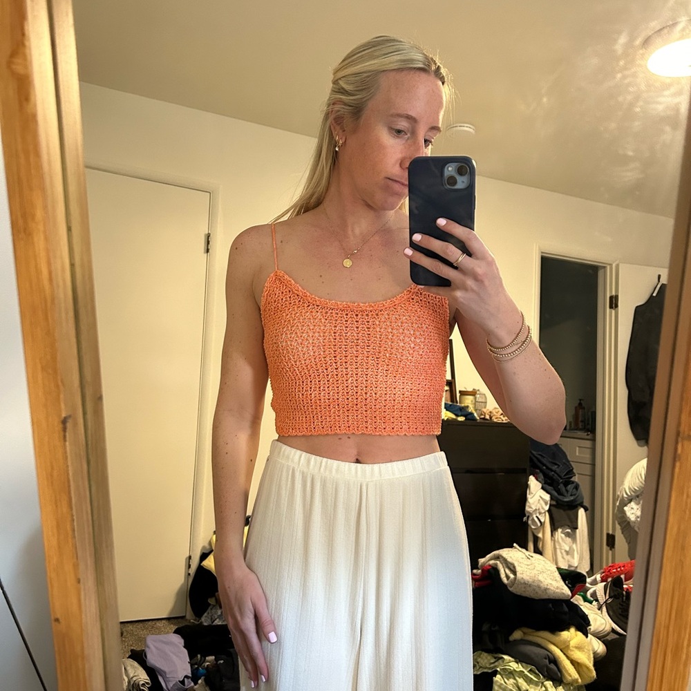Zara orange crochet crop top